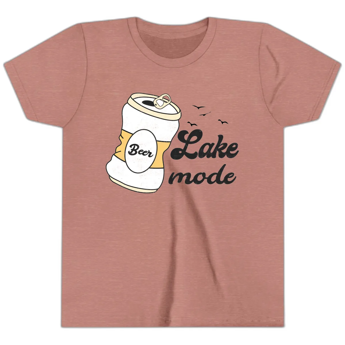 Lake Mode Crushed Beer Can Youth T-Shirt in Heather Mauve