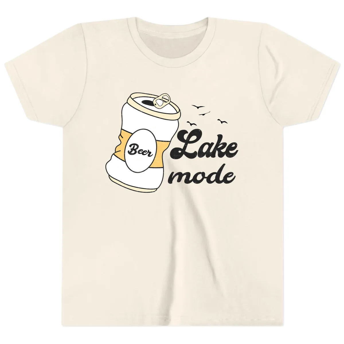 Lake Mode Crushed Beer Can Youth T-Shirt in Natural