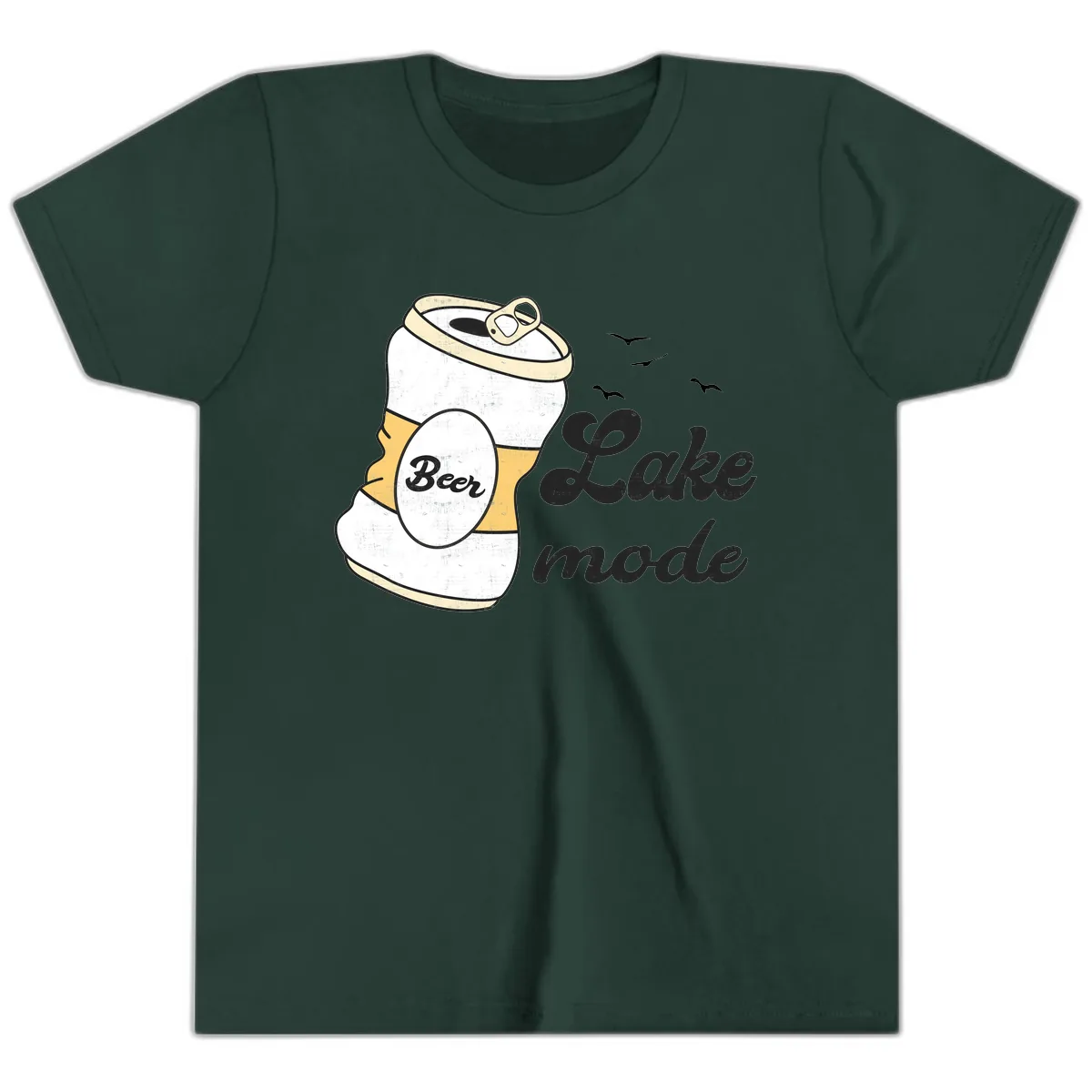 Lake Mode Crushed Beer Can Youth T-Shirt in Forest
