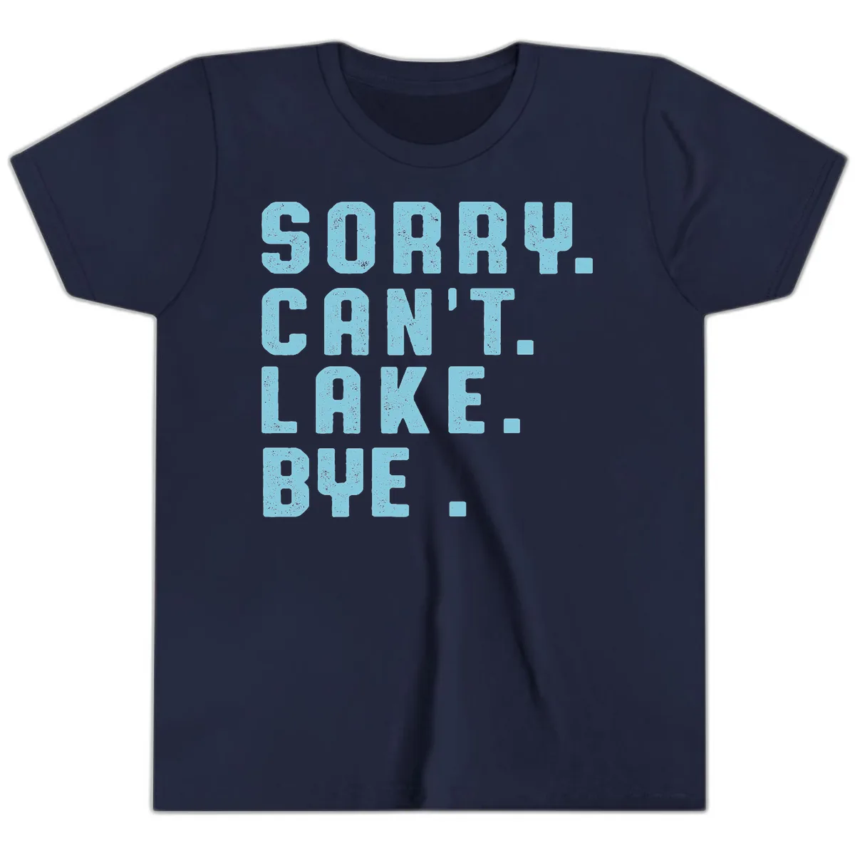 Sorry Can't Lake Bye Typography Youth T-Shirt in Navy