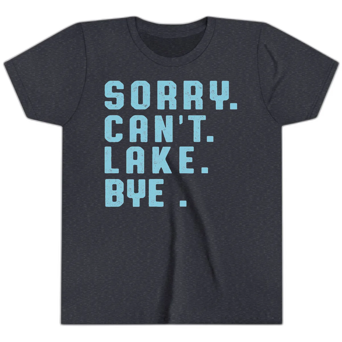 Sorry Can't Lake Bye Typography Youth T-Shirt in Heather Navy