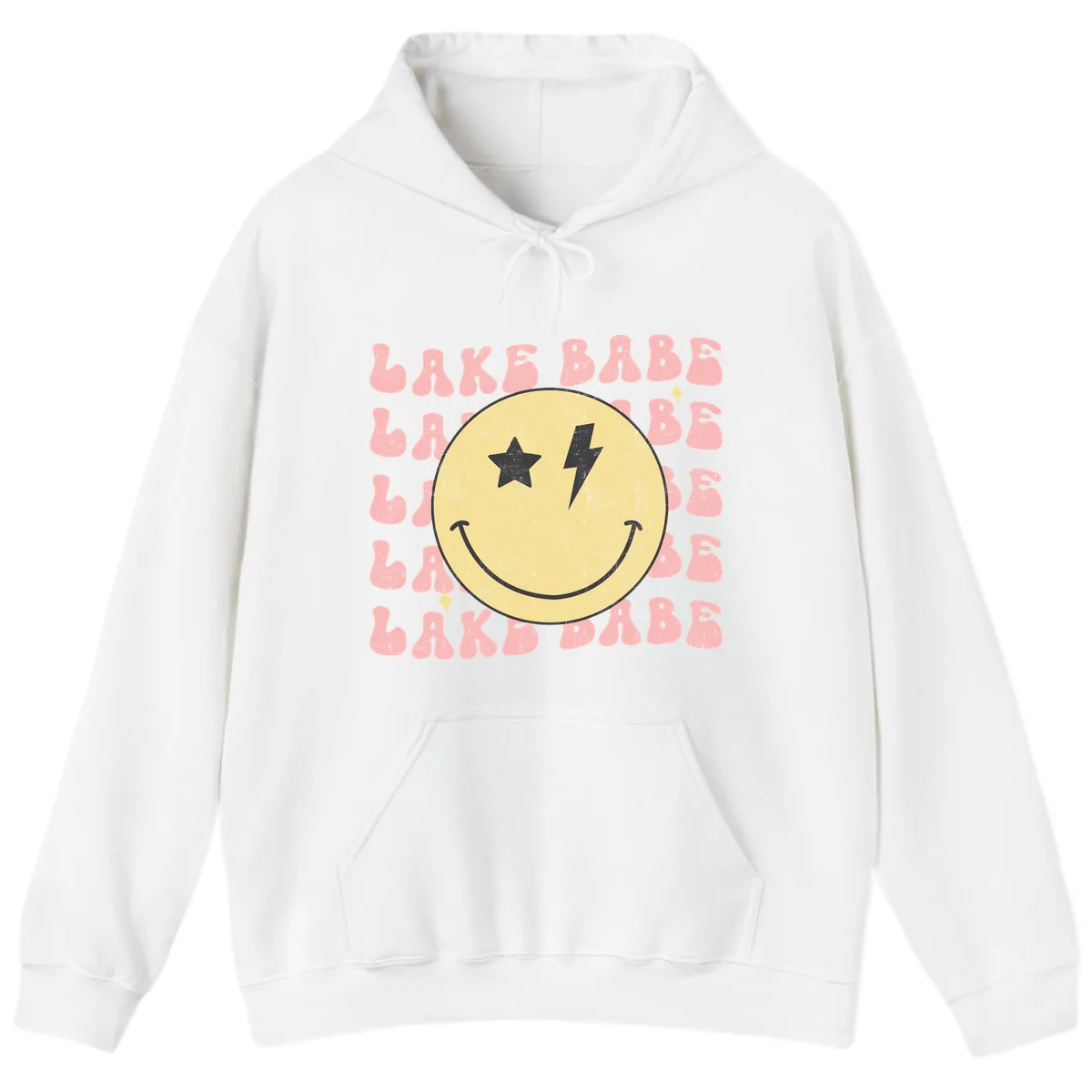 Groovy Lake Babe Smiley Hoodie in White