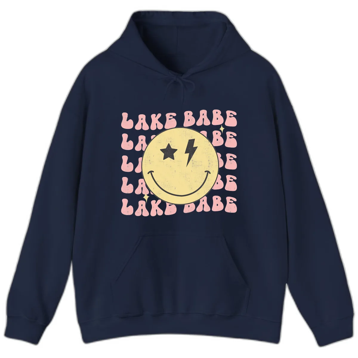 Groovy Lake Babe Smiley Hoodie in Navy