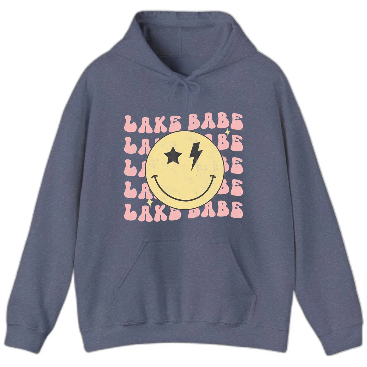 Groovy Lake Babe Smiley Hoodie in Heather Navy
