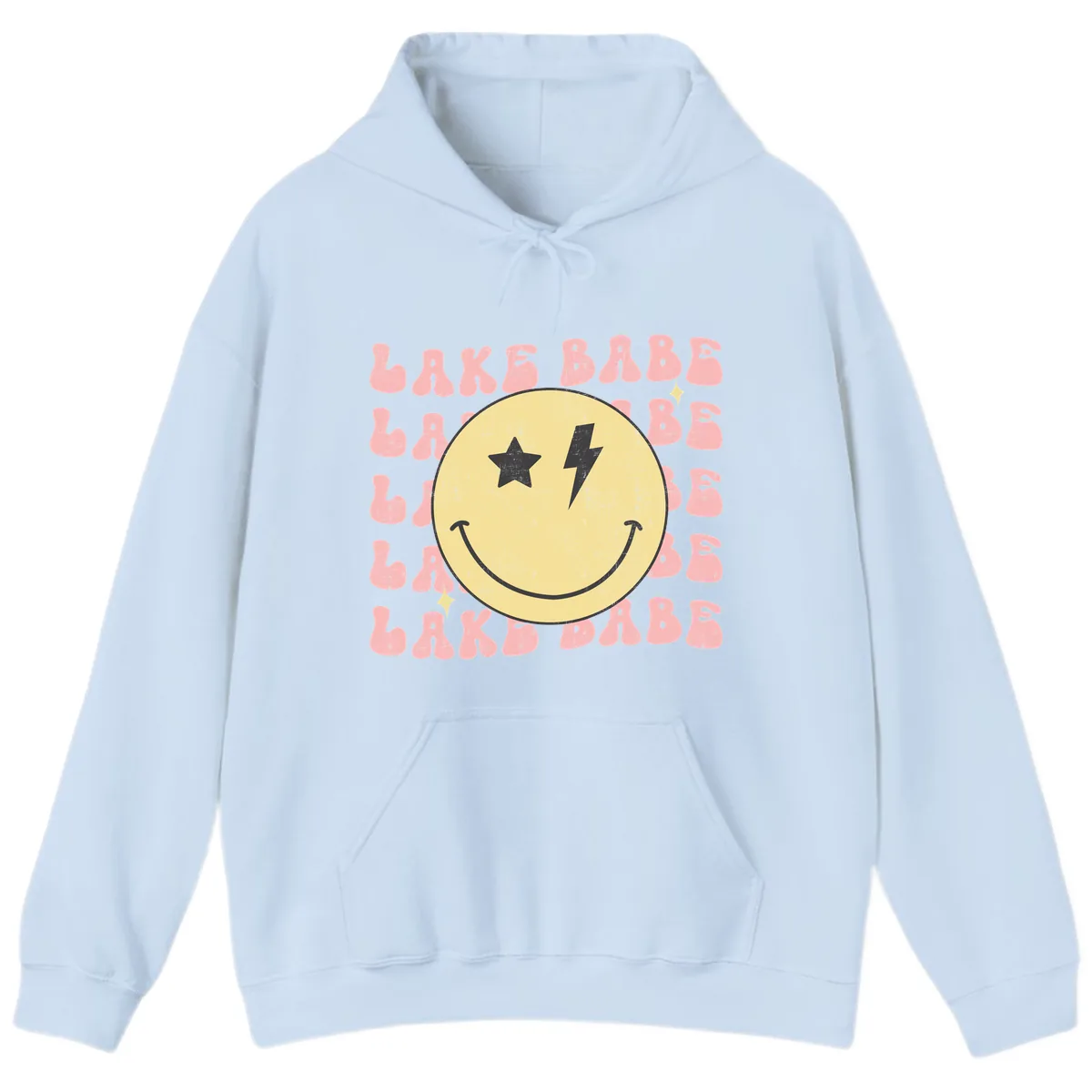 Groovy Lake Babe Smiley Hoodie in Light Blue
