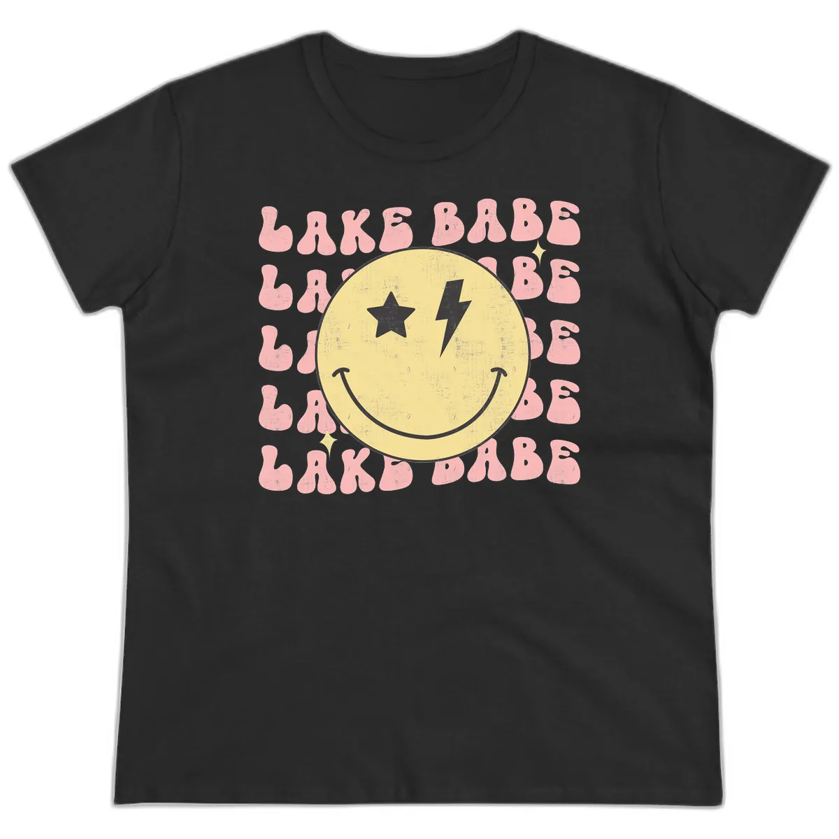 Groovy Lake Babe Smiley Ladies Tee in Black
