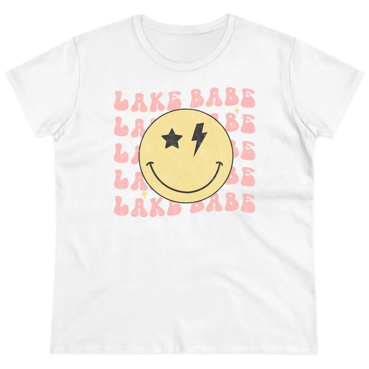 Groovy Lake Babe Smiley Ladies Tee in White