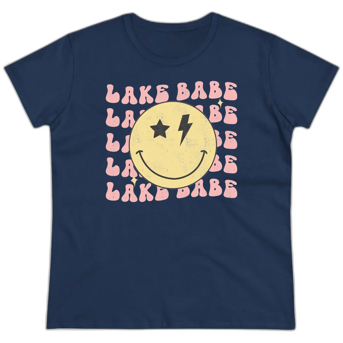 Groovy Lake Babe Smiley Ladies Tee in Navy