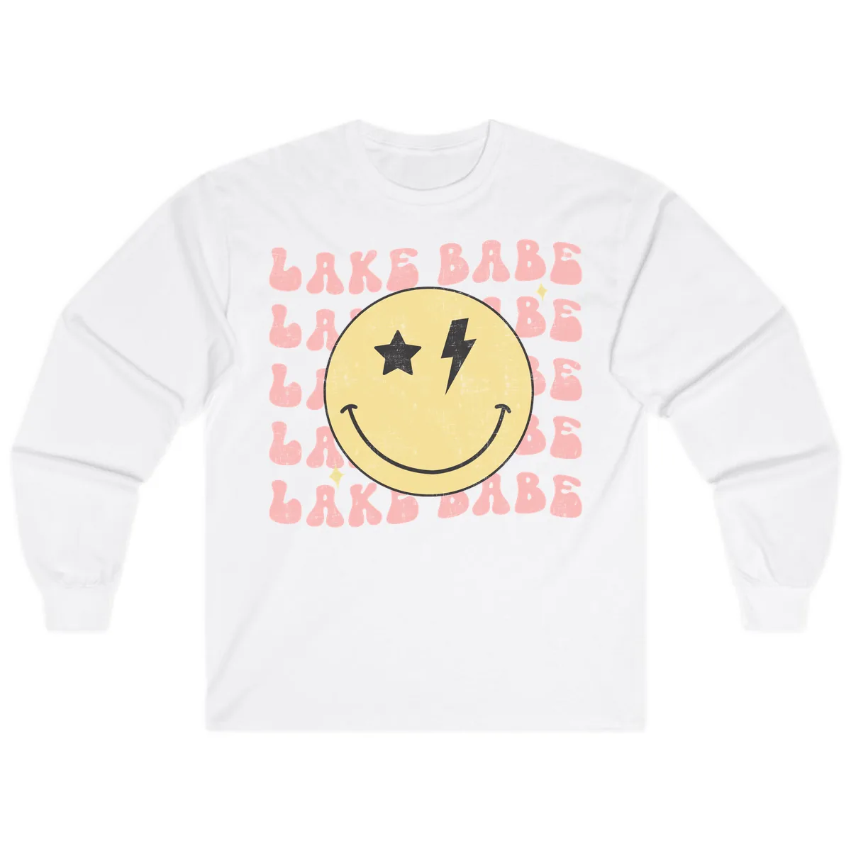 Groovy Lake Babe Smiley Long Sleeve in White