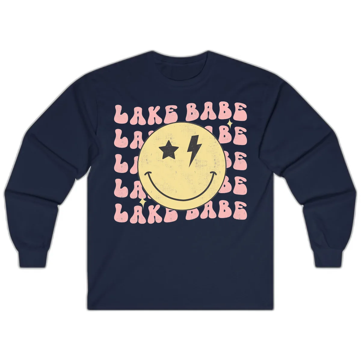Groovy Lake Babe Smiley Long Sleeve in Navy