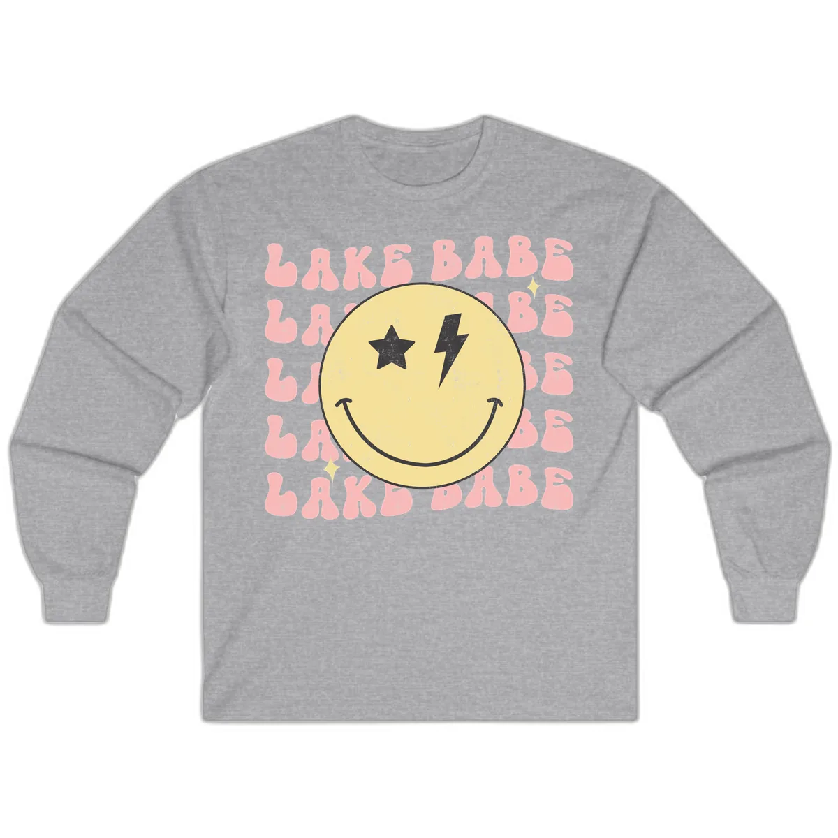 Groovy Lake Babe Smiley Long Sleeve in Sport Grey