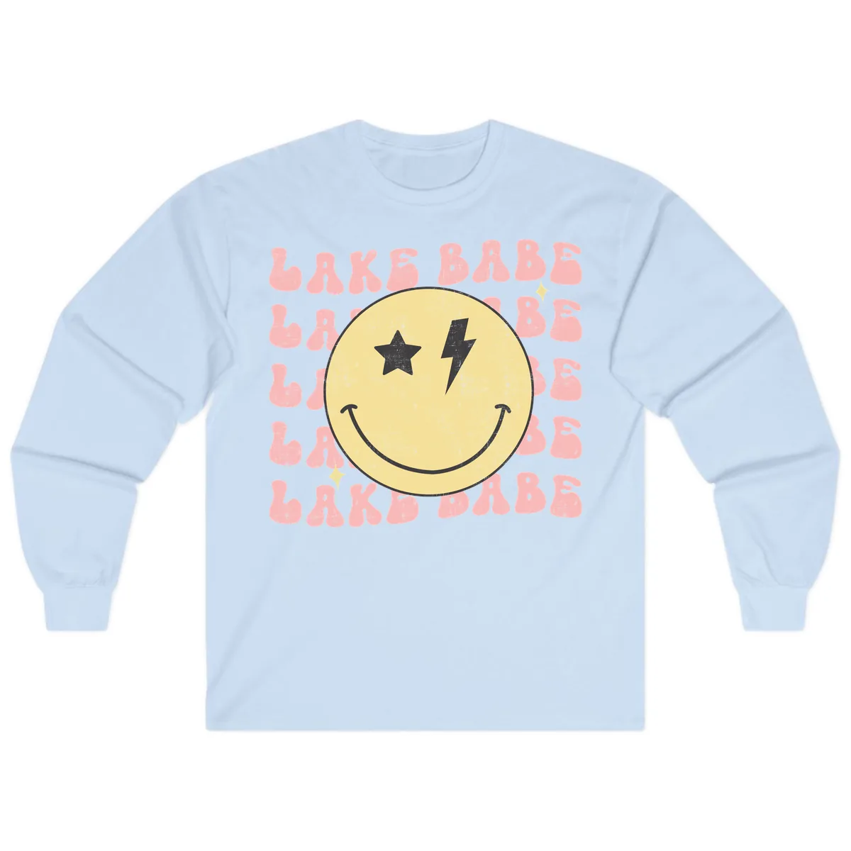 Groovy Lake Babe Smiley Long Sleeve in Light Blue