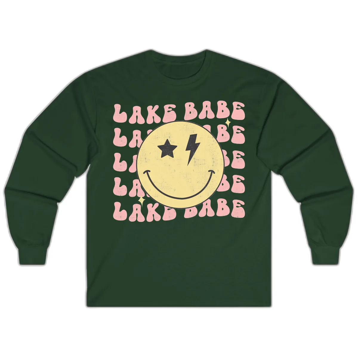 Groovy Lake Babe Smiley Long Sleeve in Forest Green