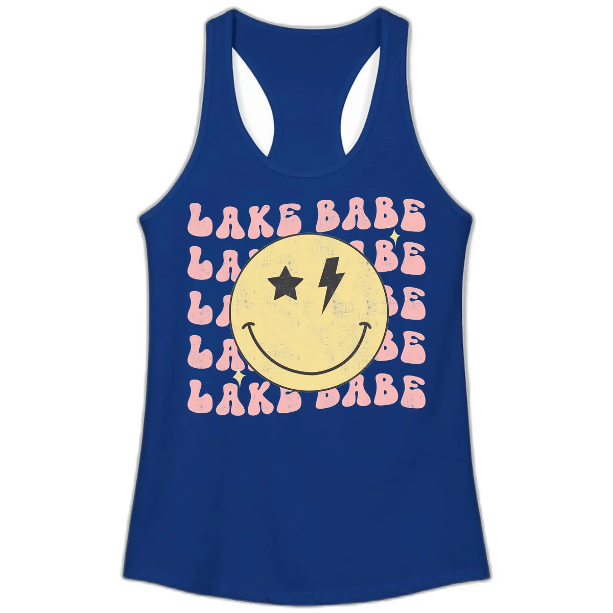 Groovy Lake Babe Smiley Ladies Tank in Solid Royal