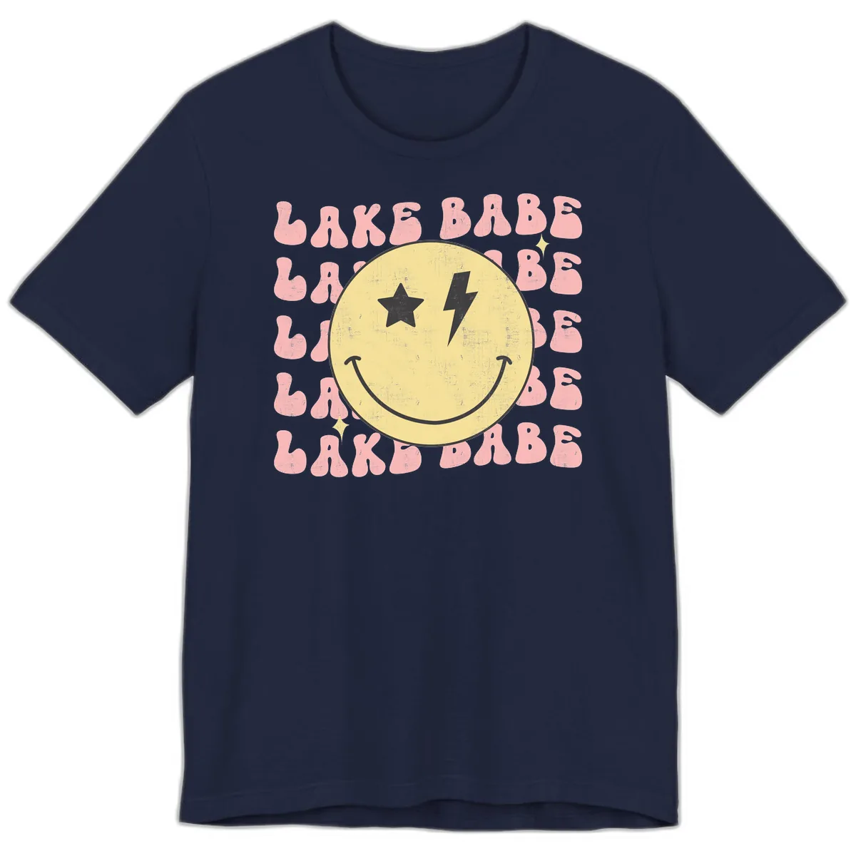 Groovy Lake Babe Smiley Premium T-Shirt in Navy