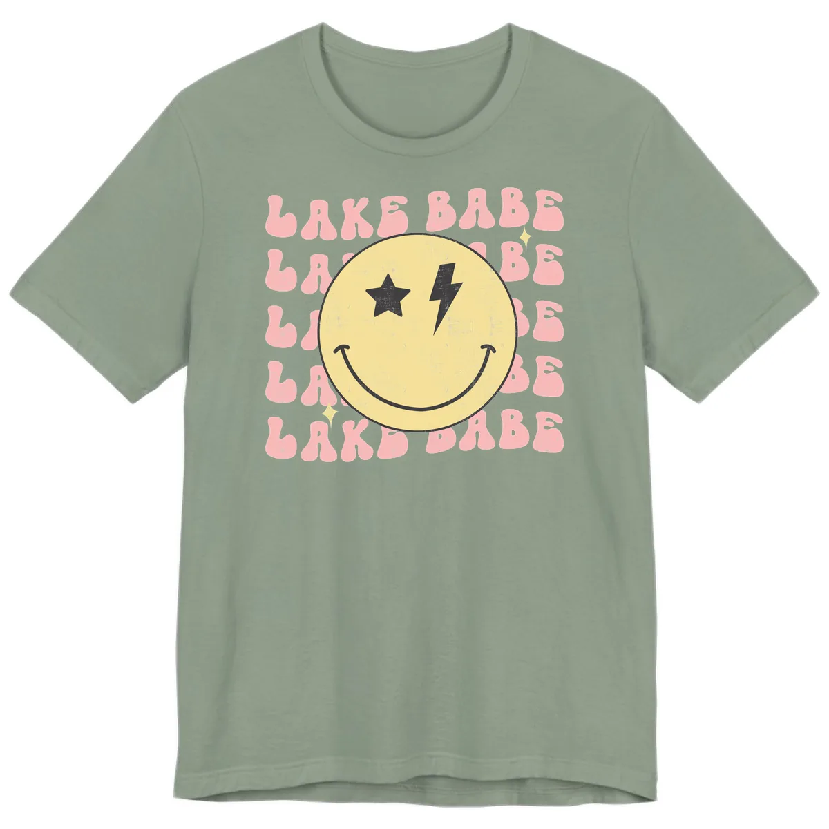 Groovy Lake Babe Smiley Premium T-Shirt in Sage
