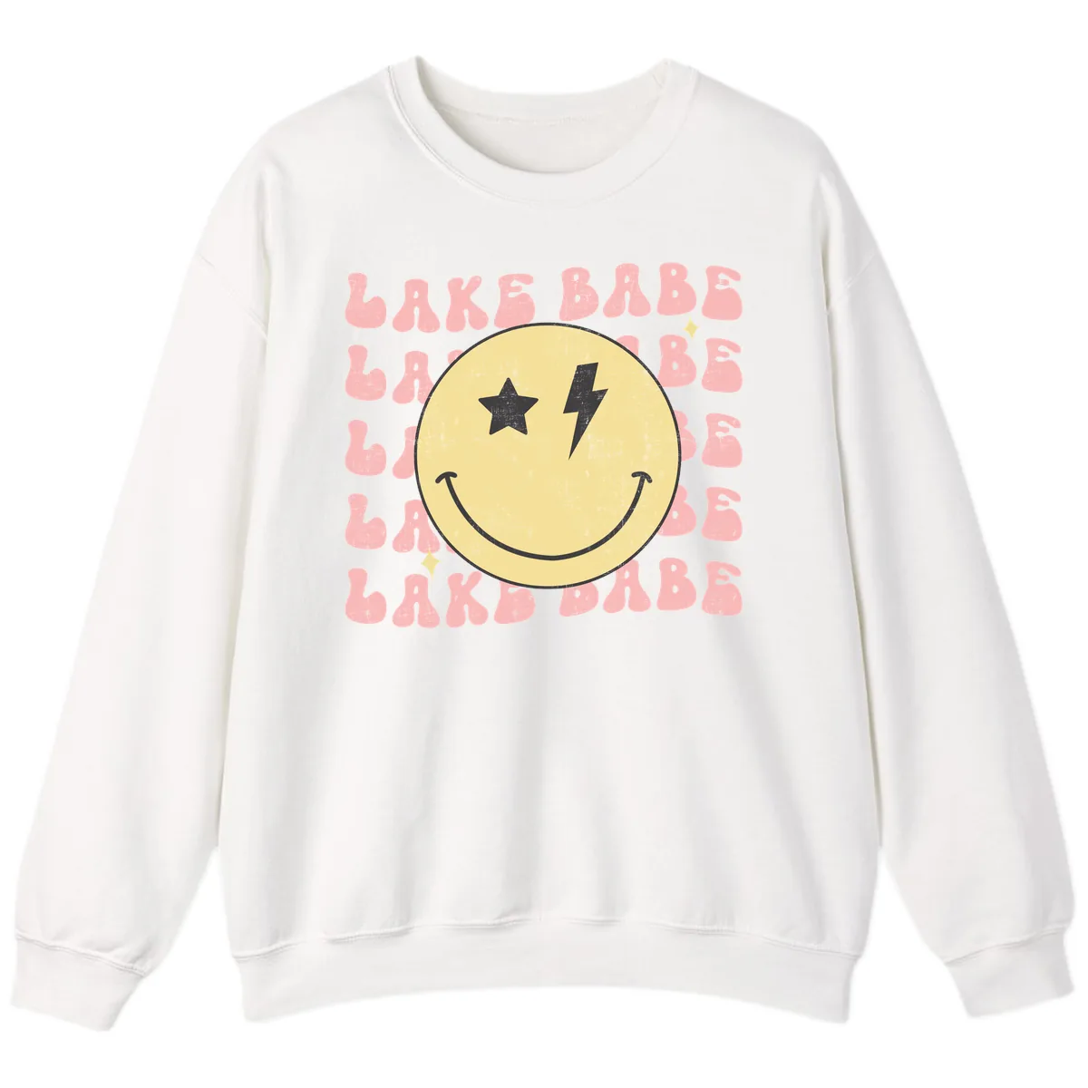 Groovy Lake Babe Smiley Sweatshirt in White