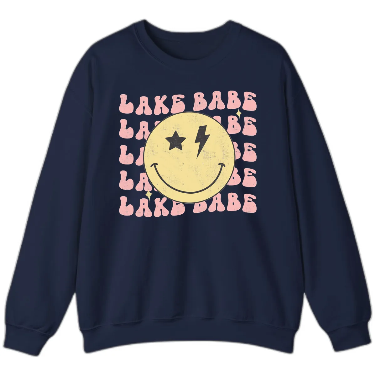 Groovy Lake Babe Smiley Sweatshirt in Navy