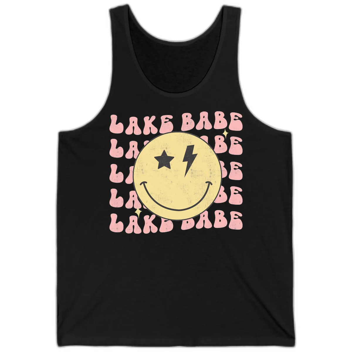 Groovy Lake Babe Smiley Tank in Black