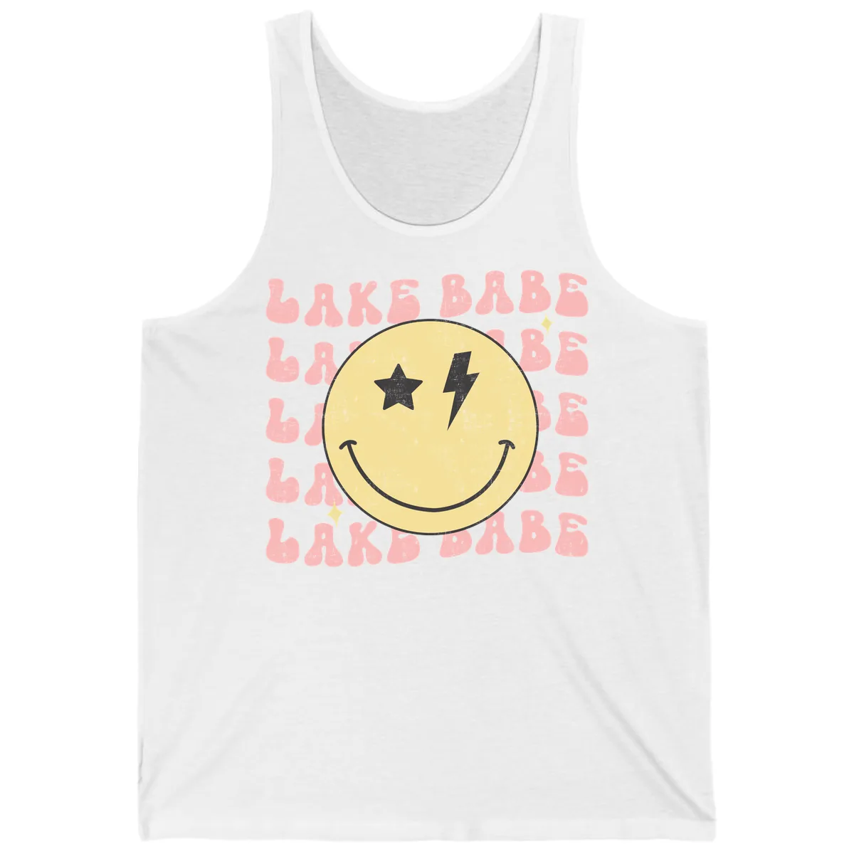 Groovy Lake Babe Smiley Tank in White