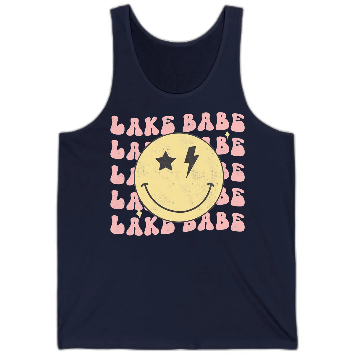 Groovy Lake Babe Smiley Tank in Navy