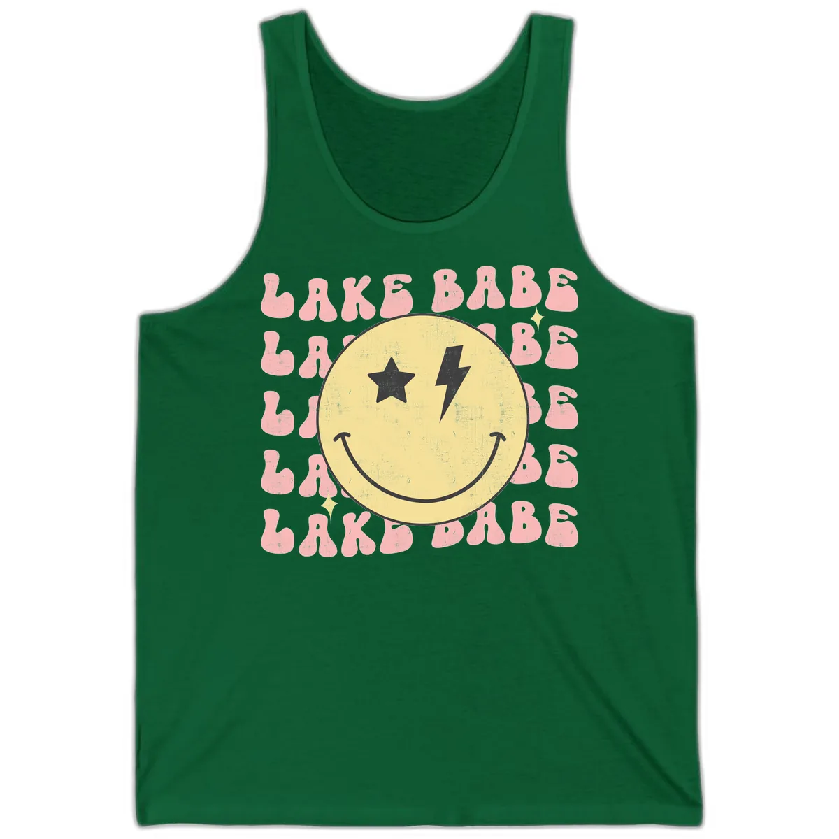 Groovy Lake Babe Smiley Tank in Kelly