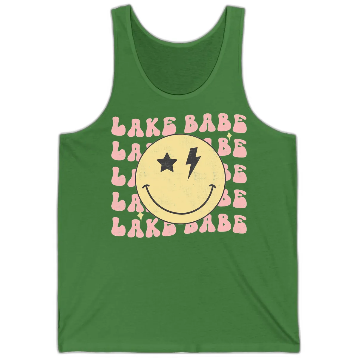 Groovy Lake Babe Smiley Tank in Leaf