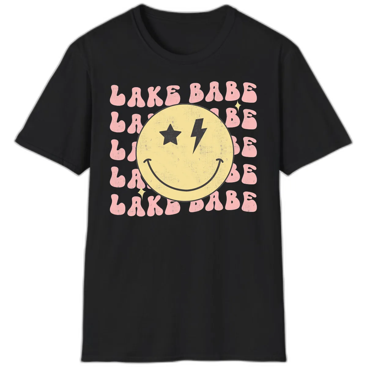 Groovy Lake Babe Smiley T-Shirt in Black