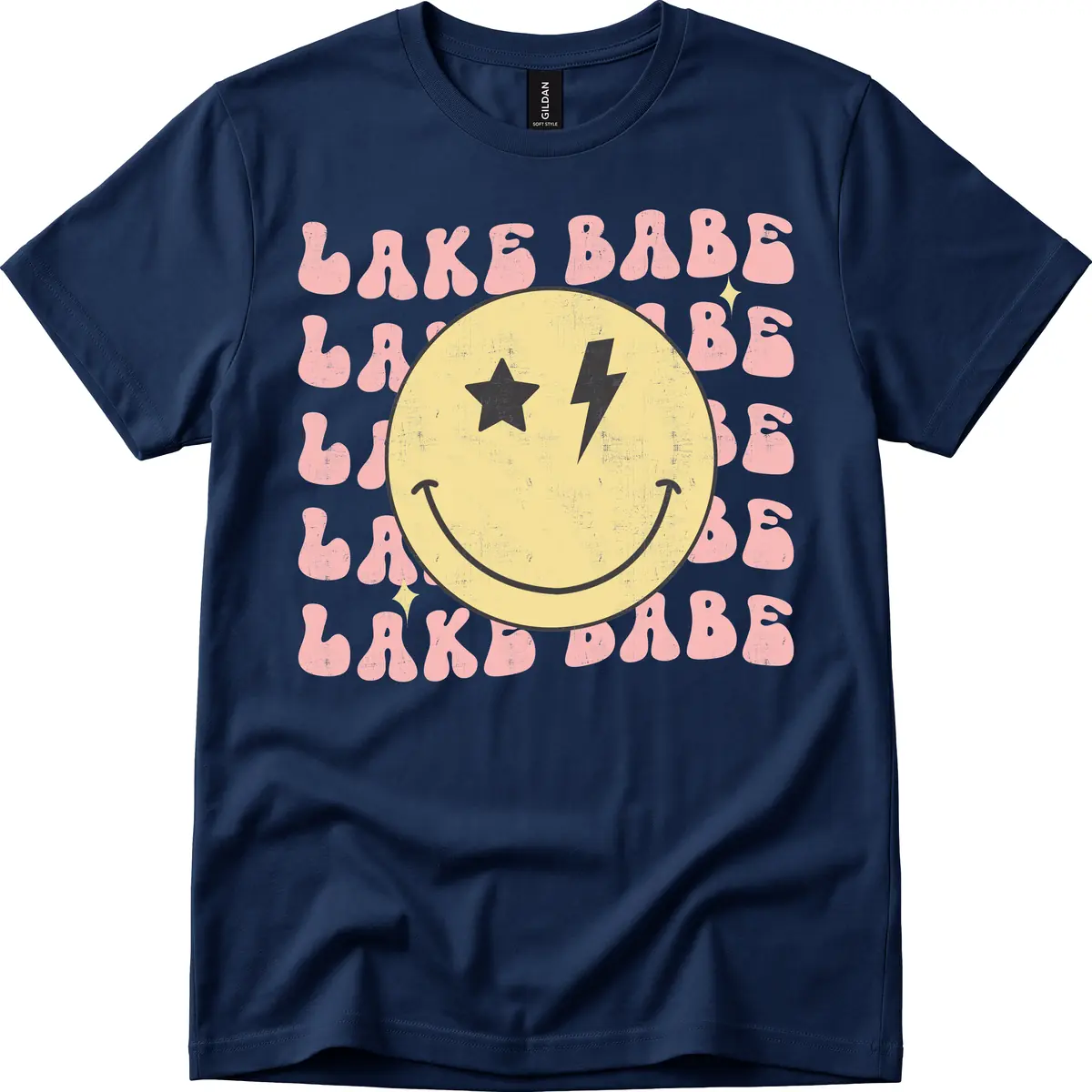 Groovy Lake Babe Smiley T-Shirt in Navy