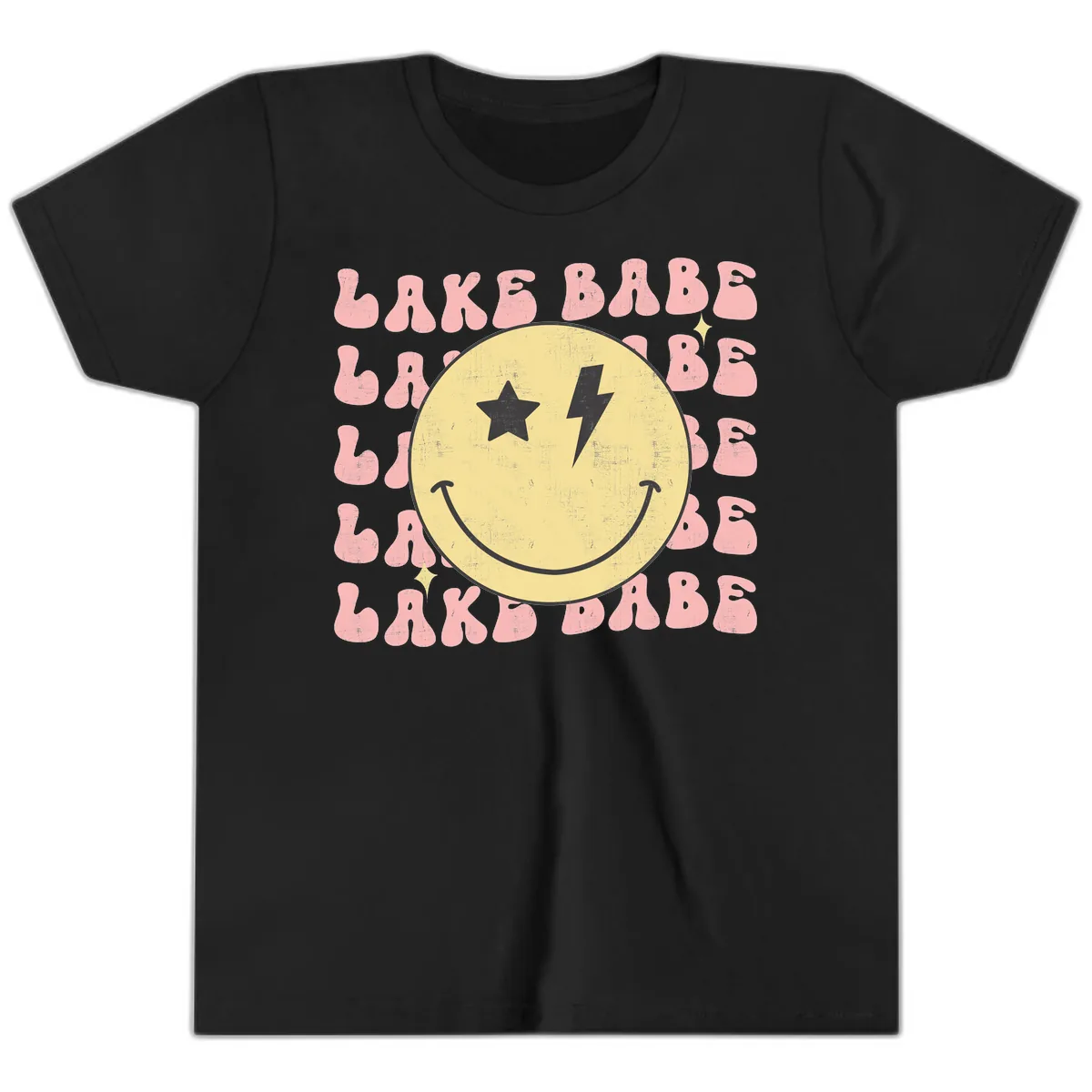 Groovy Lake Babe Smiley Youth T-Shirt in Black