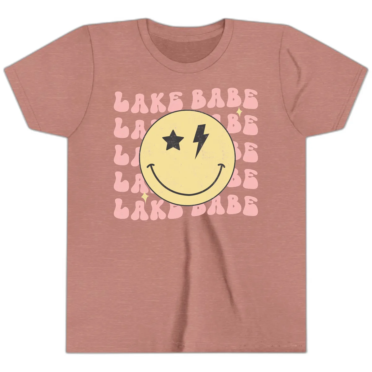 Groovy Lake Babe Smiley Youth T-Shirt in Heather Mauve