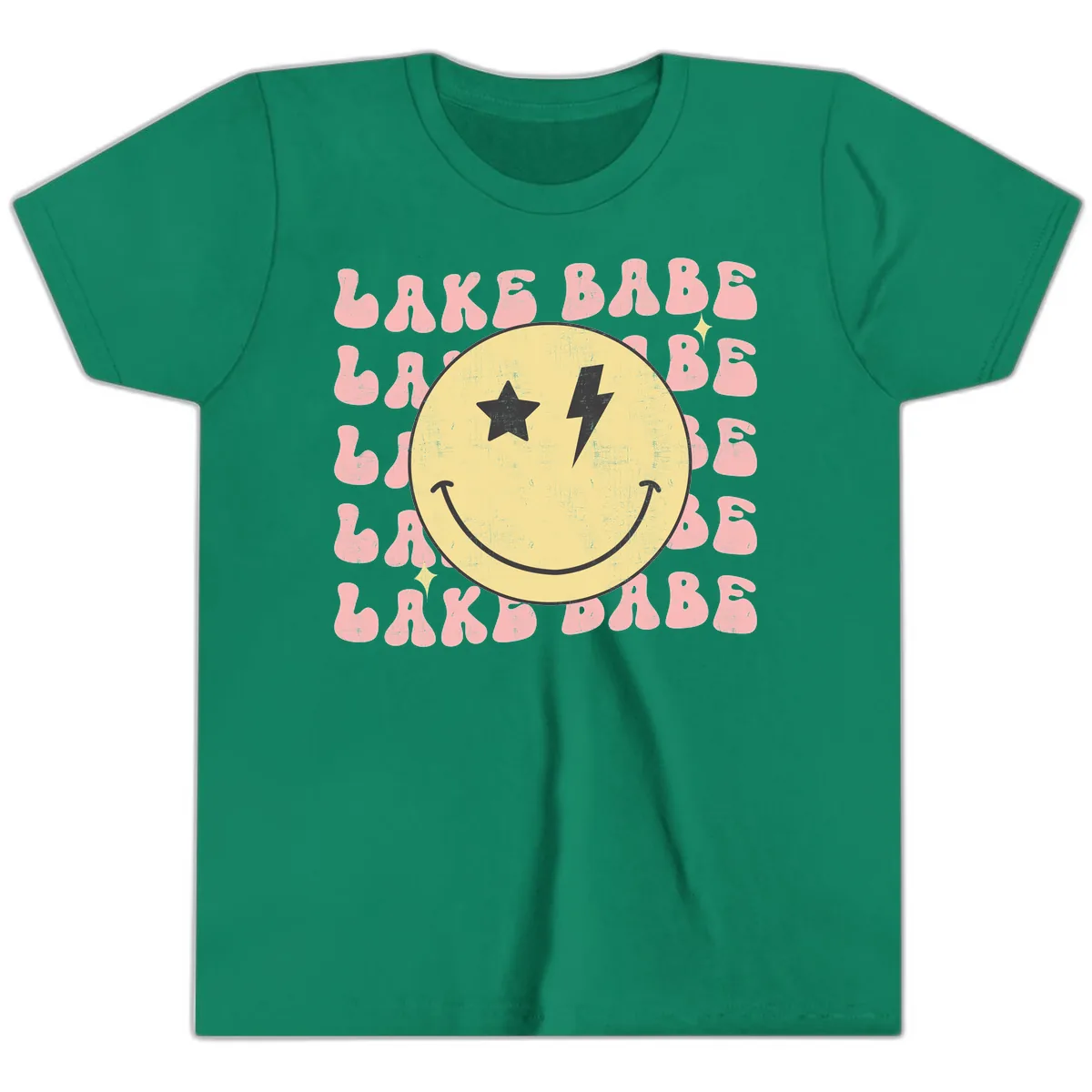 Groovy Lake Babe Smiley Youth T-Shirt in Kelly
