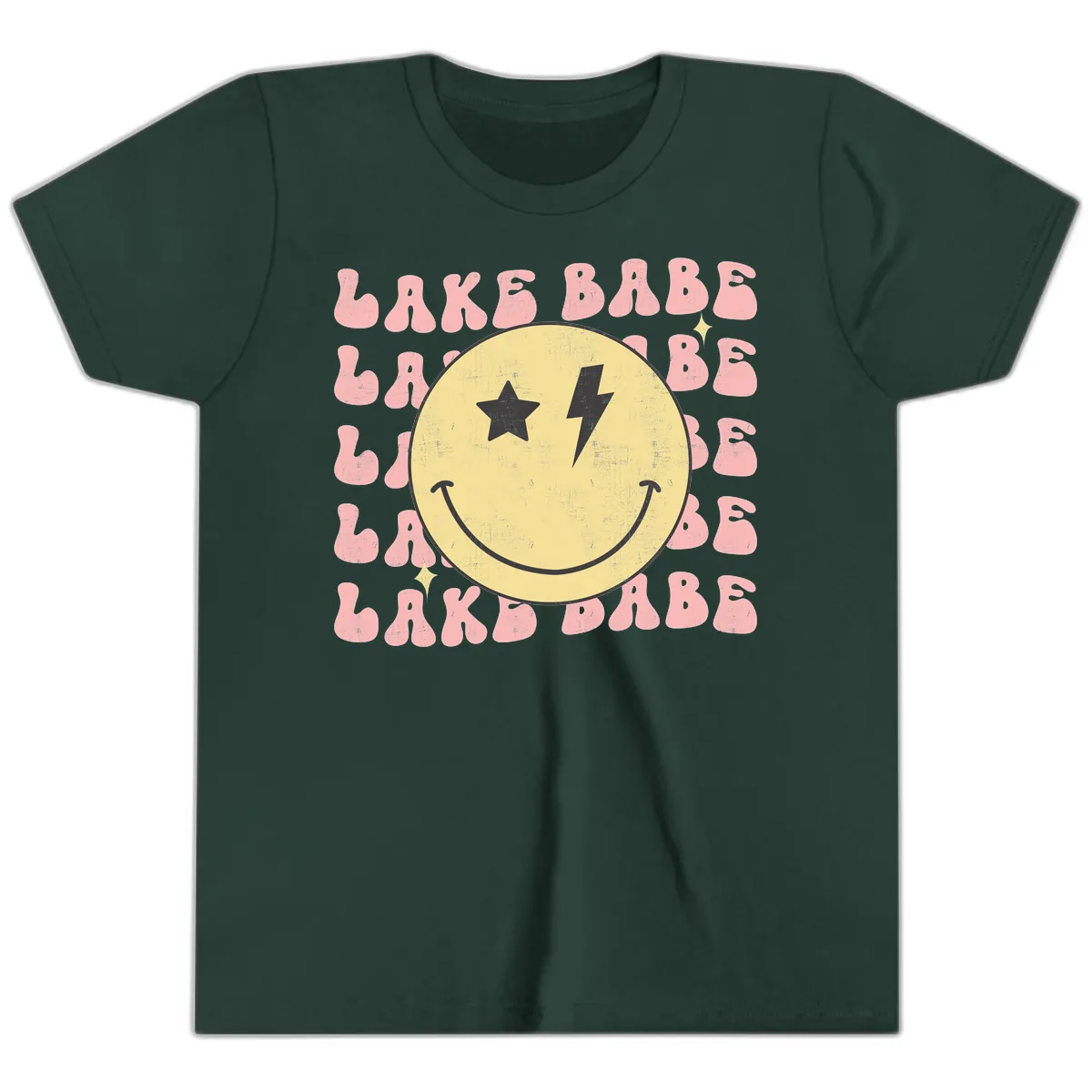 Groovy Lake Babe Smiley Youth T-Shirt in Forest