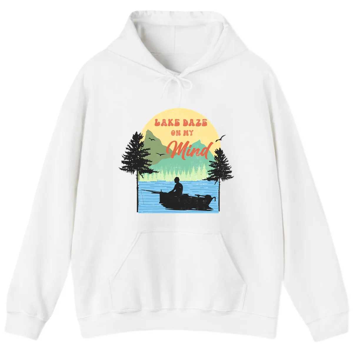 Lake Daze On My Mind Design Hoodie in White