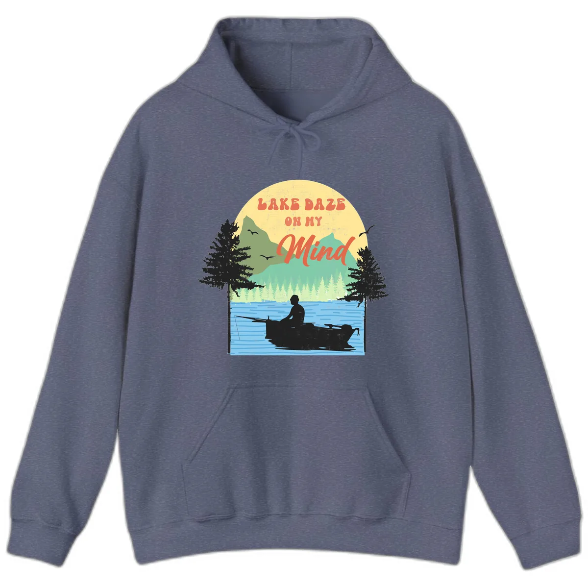 Lake Daze On My Mind Design Hoodie in Heather Navy