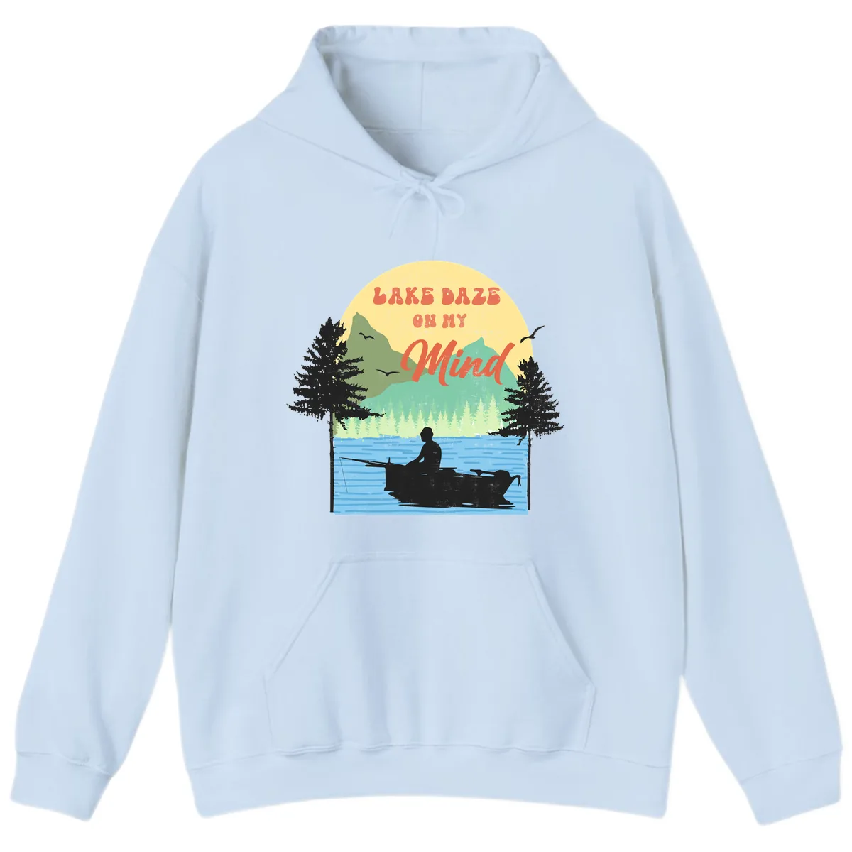 Lake Daze On My Mind Design Hoodie in Light Blue