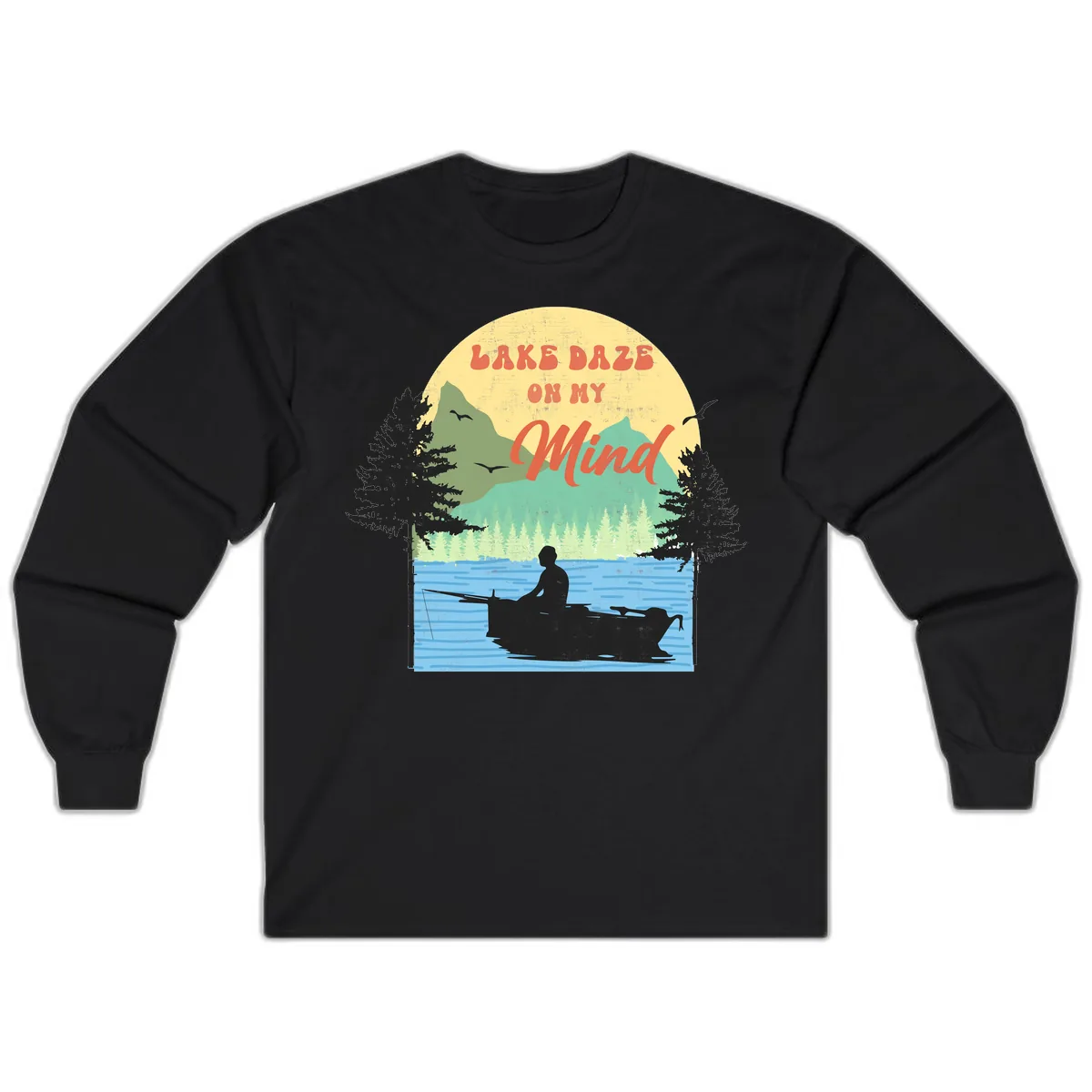 Lake Daze On My Mind Design Long Sleeve in Black