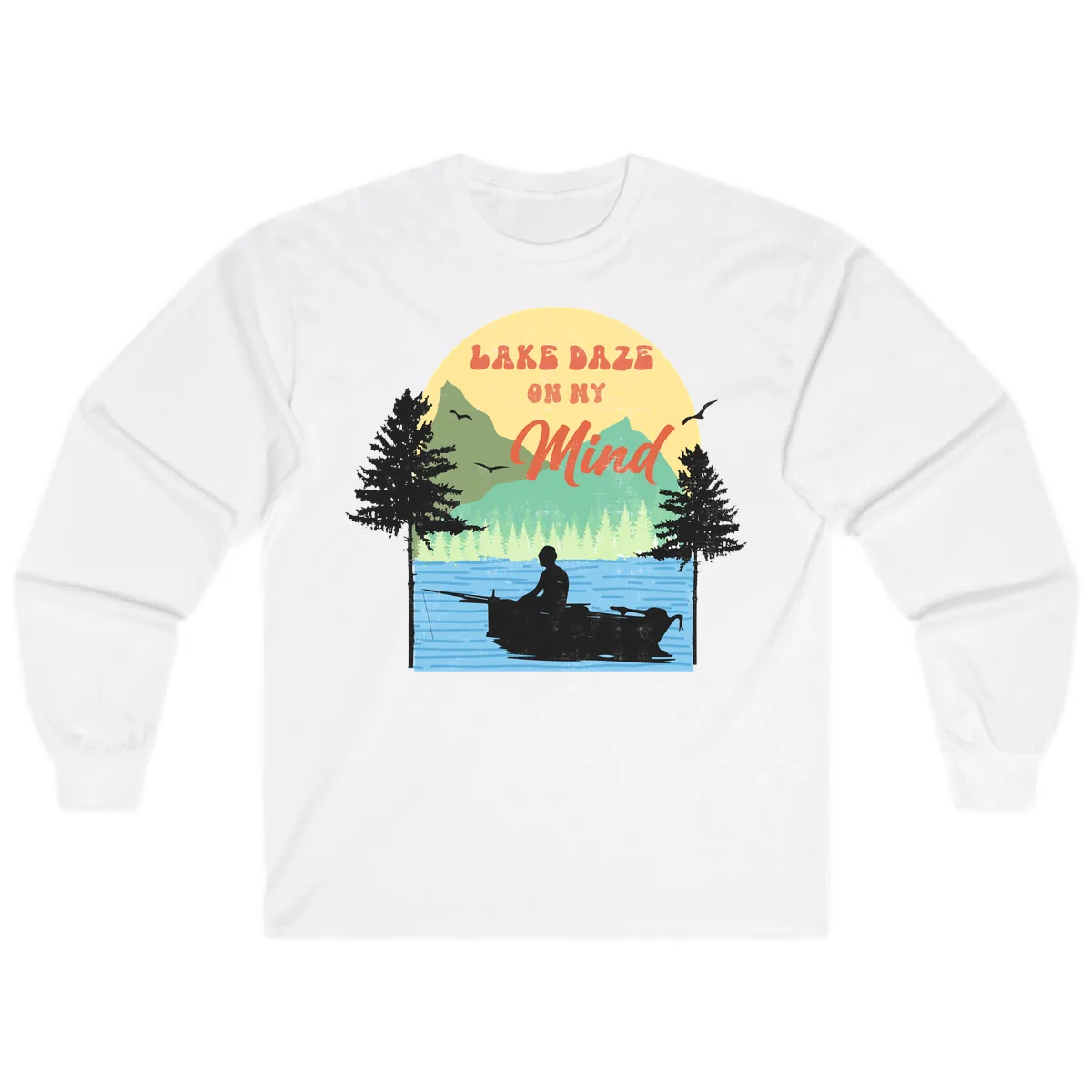 Lake Daze On My Mind Design Long Sleeve in White