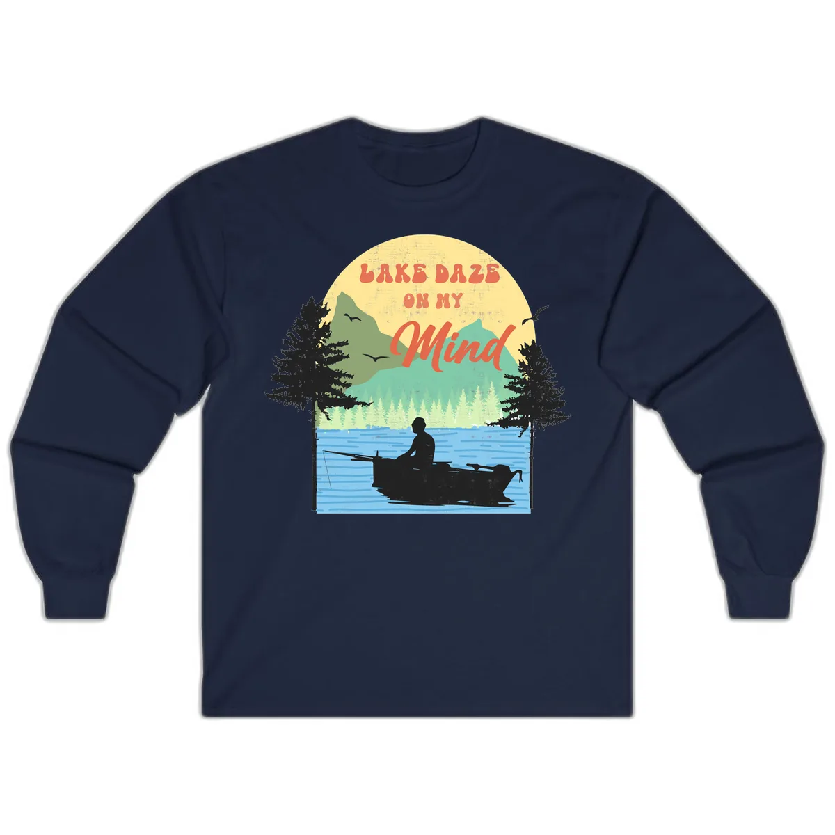 Lake Daze On My Mind Design Long Sleeve in Navy