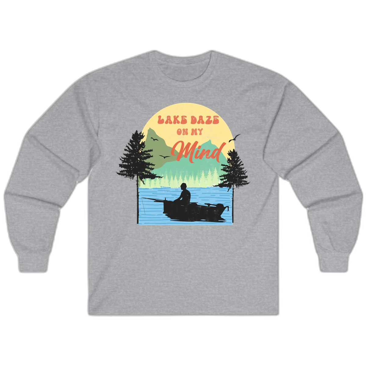 Lake Daze On My Mind Design Long Sleeve in Sport Grey