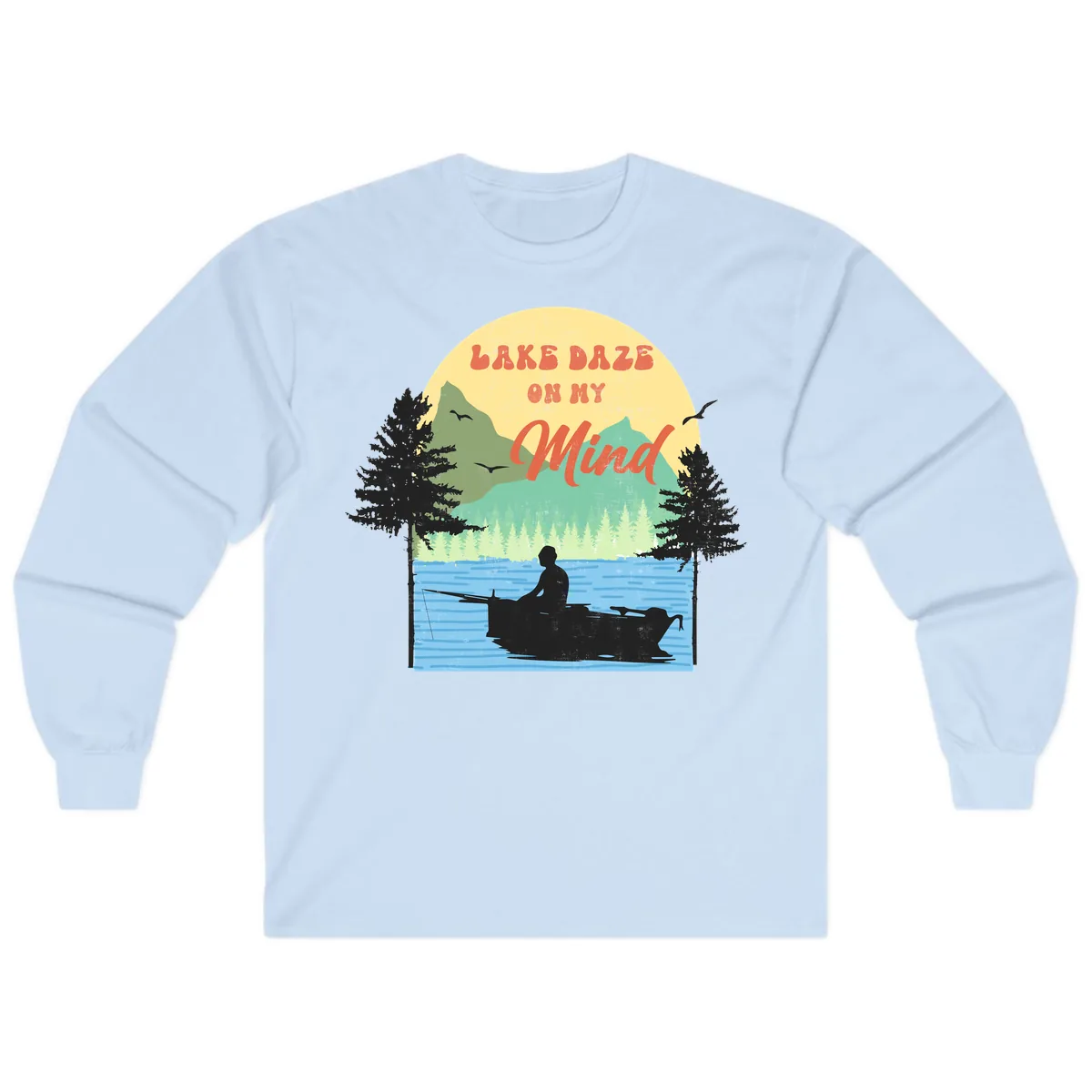 Lake Daze On My Mind Design Long Sleeve in Light Blue