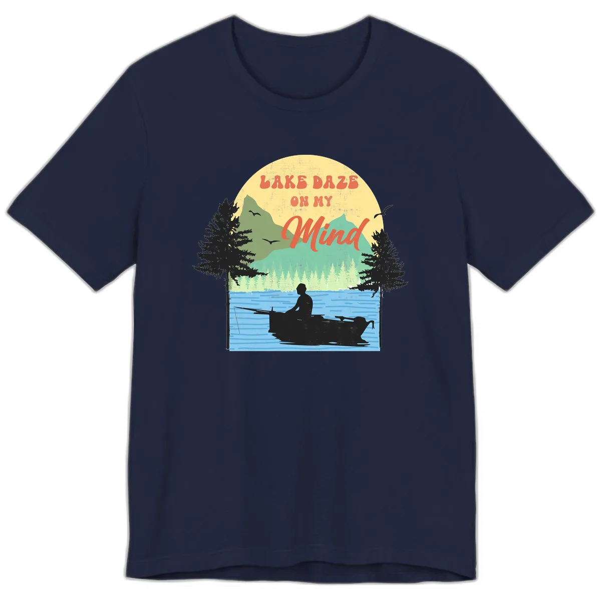 Lake Daze On My Mind Design Premium T-Shirt in Navy
