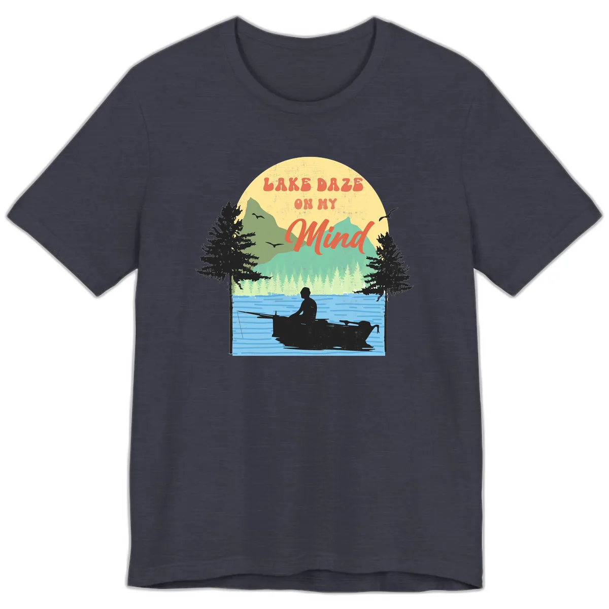 Lake Daze On My Mind Design Premium T-Shirt in Heather Midnight Navy