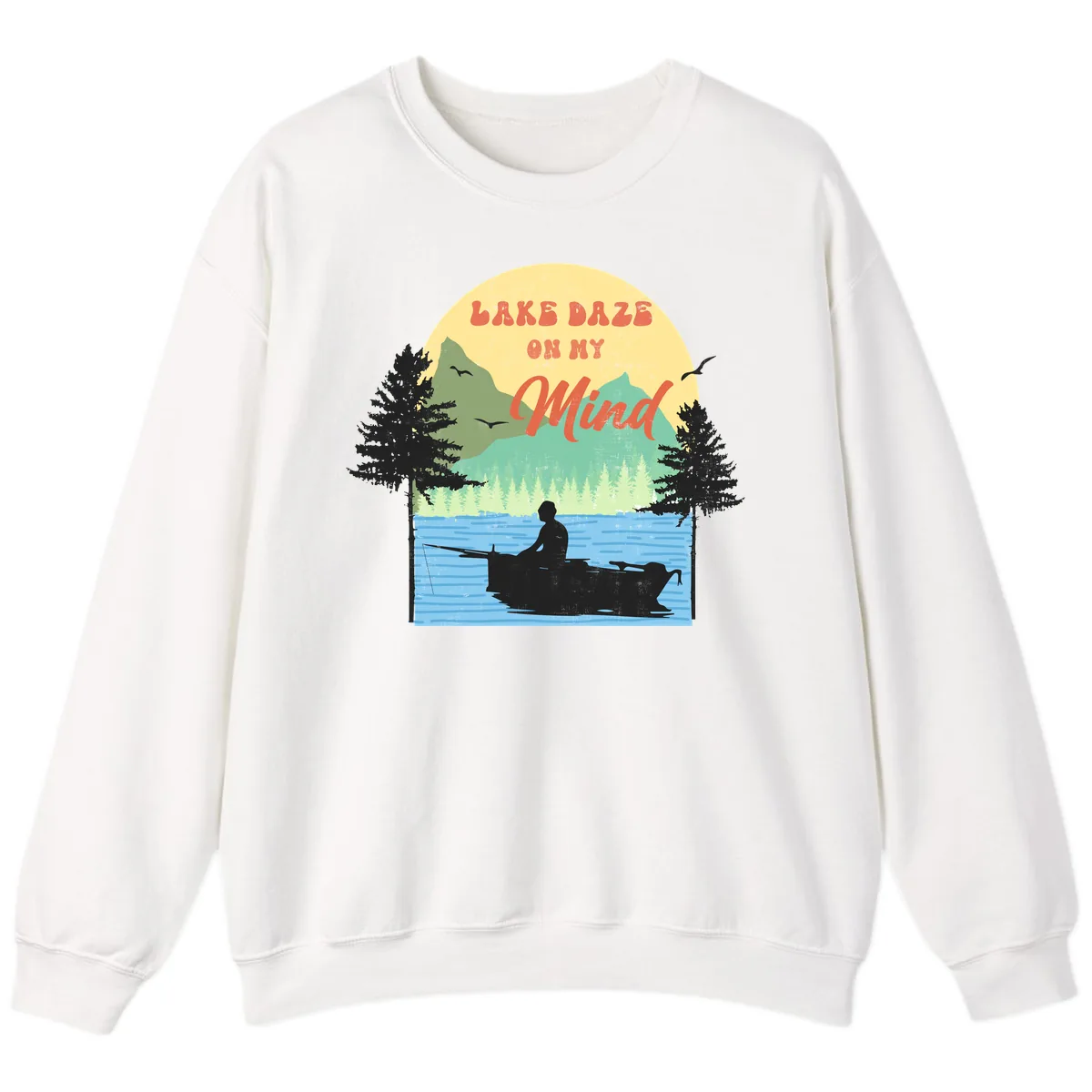 Lake Daze On My Mind Design Sweatshirt in White