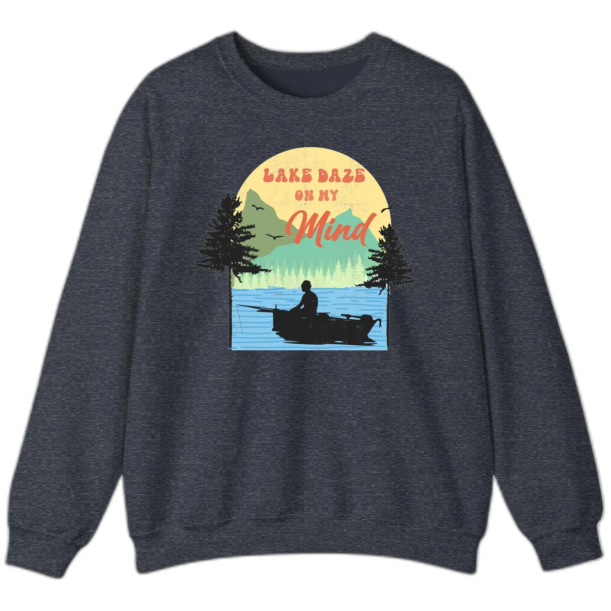 Lake Daze On My Mind Design Sweatshirt in Heather Sport Dark Navy