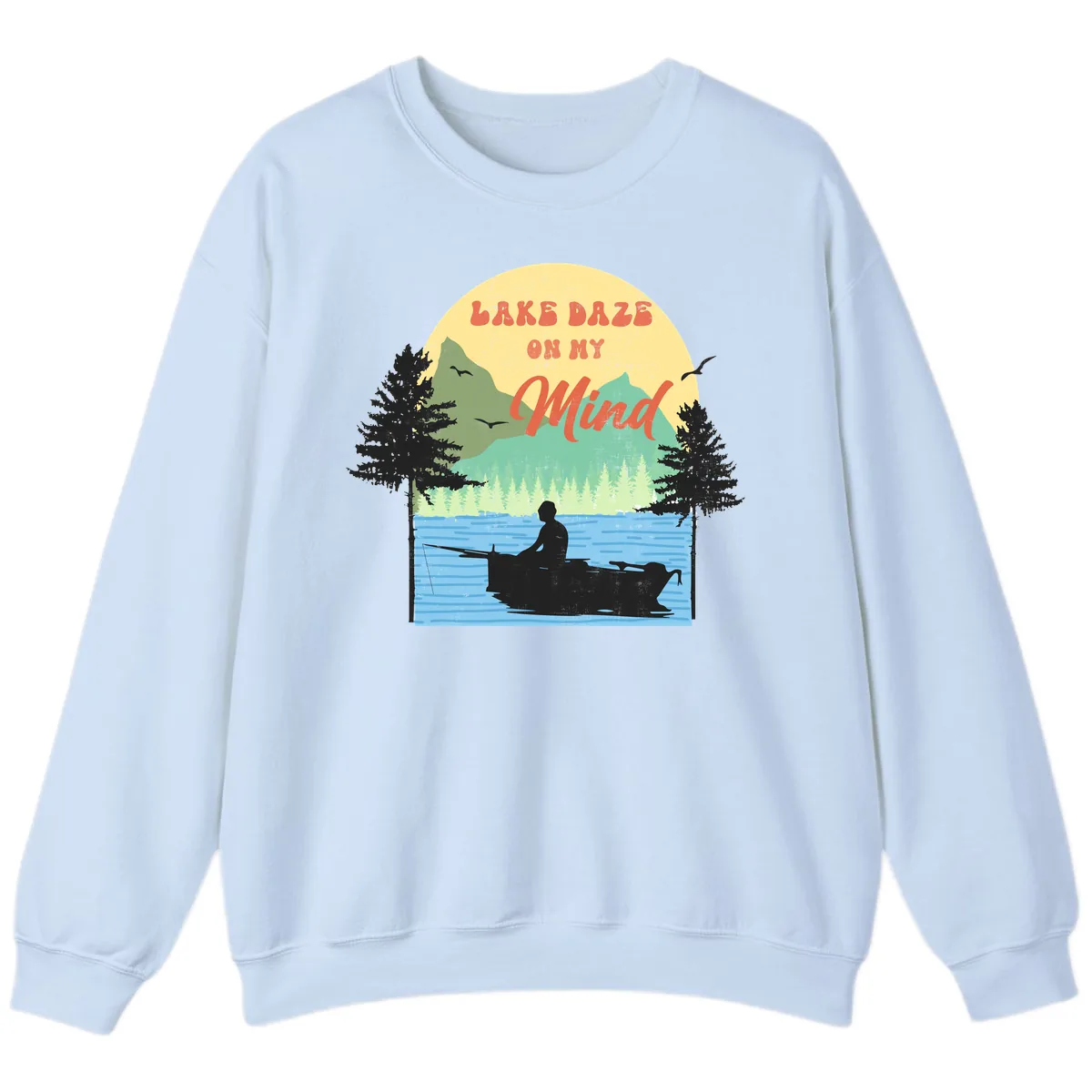 Lake Daze On My Mind Design Sweatshirt in Light Blue