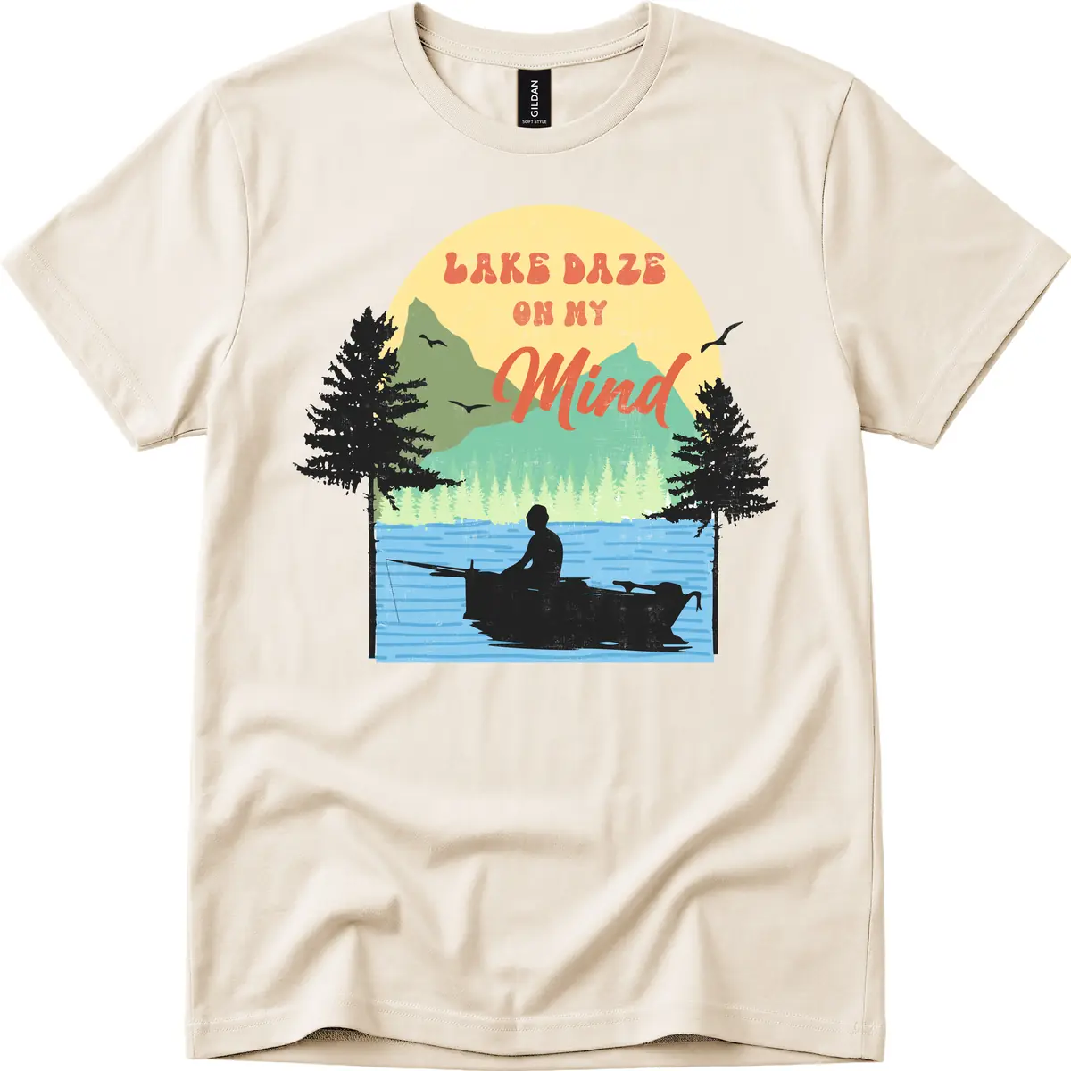 Lake Daze On My Mind Design T-Shirt in Natural