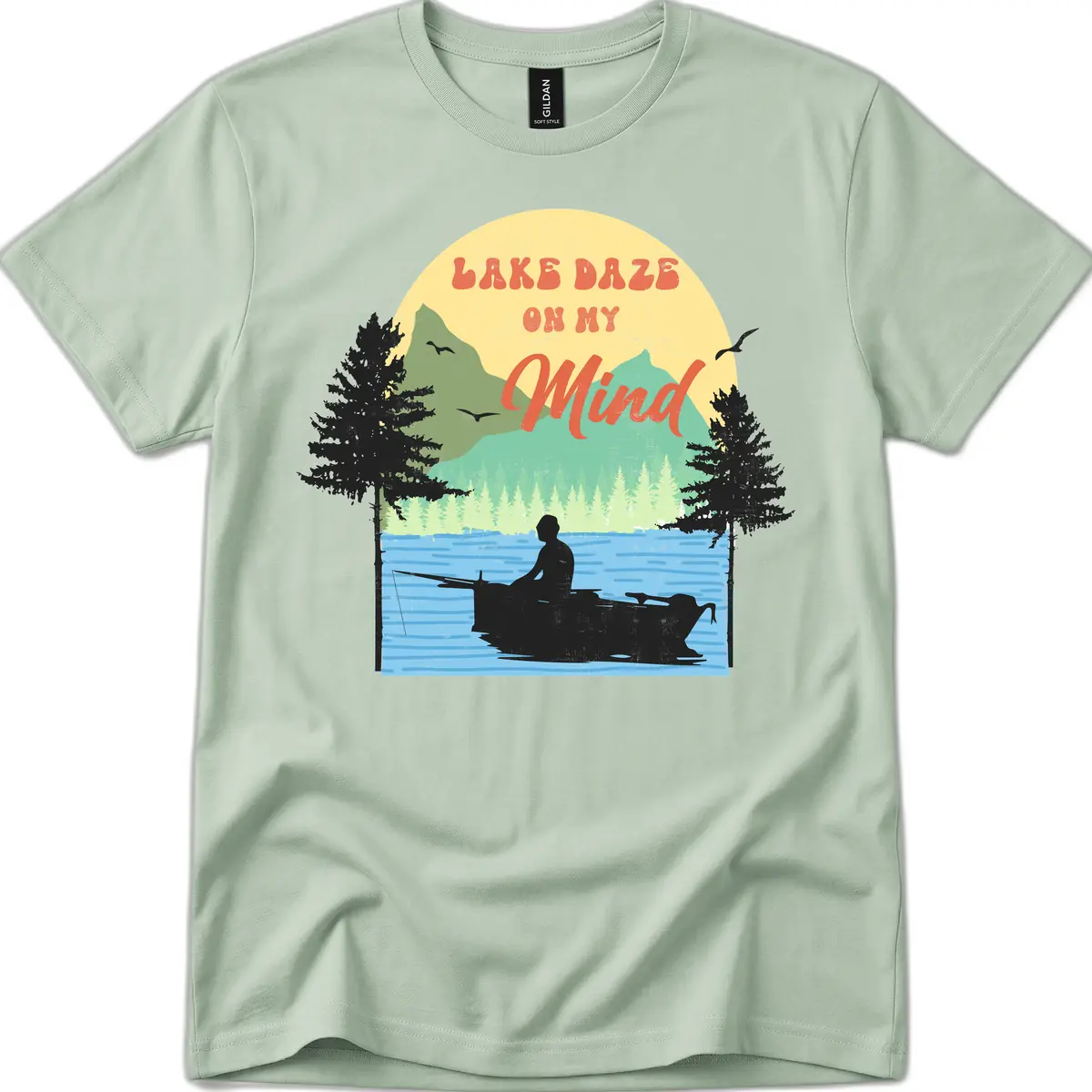 Lake Daze On My Mind Design T-Shirt in Sage