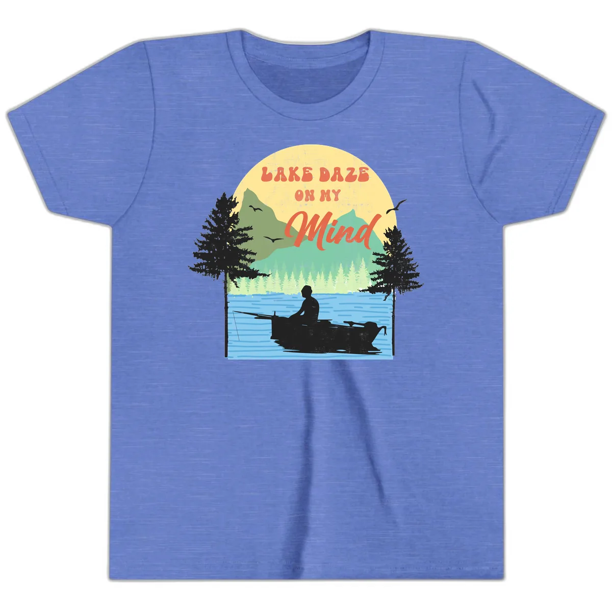 Lake Daze On My Mind Design Youth T-Shirt in Heather Columbia Blue