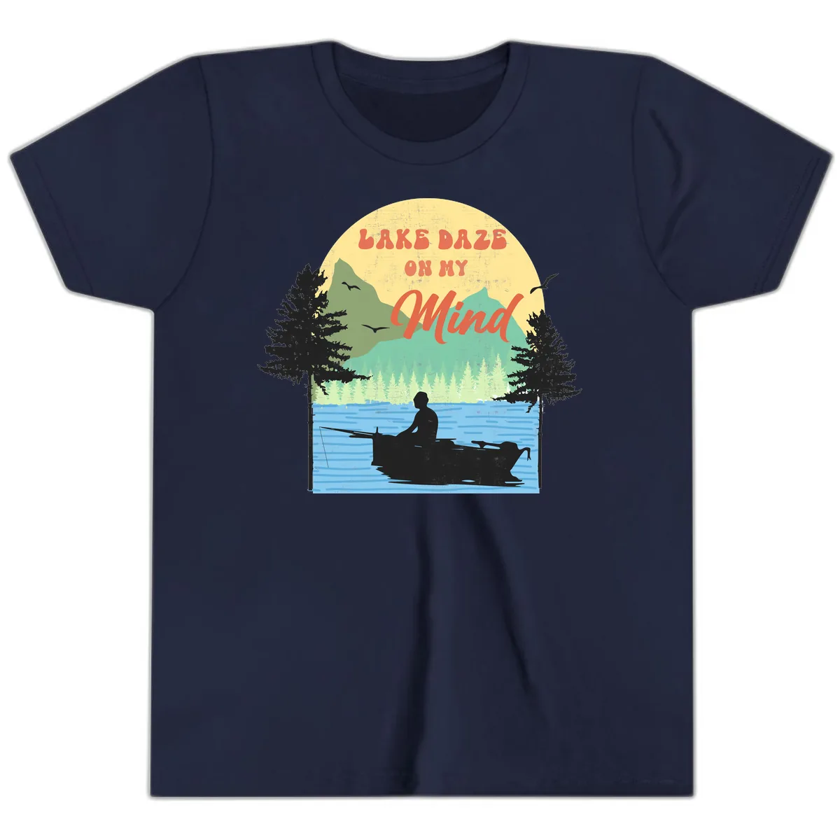 Lake Daze On My Mind Design Youth T-Shirt in Navy